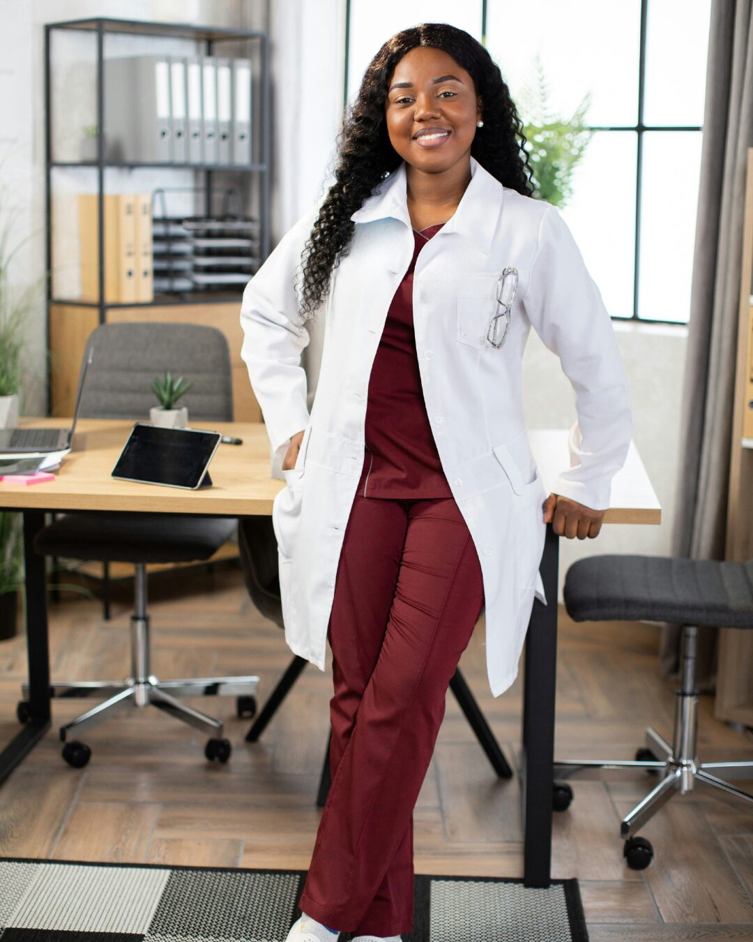 Nurse standing at desk